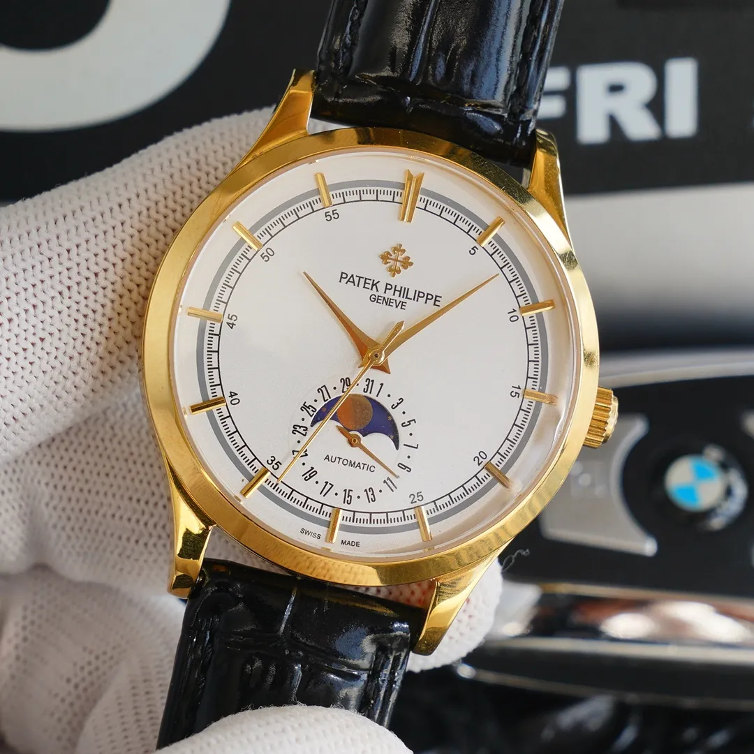 【Top replica】💰4500! Patek Philippe, six-digit real sun, moon, stars and calendar function, movement, date set 2824-2 (zero repair), imported Italian calfskin, original pin buckle, welcome to repost, we will sell it if you repost it!
